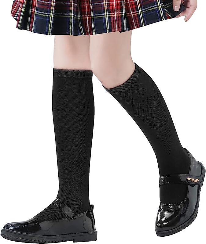 Image of WKLOUYHE Unisex Kid's School Uniform Cotton Knee High Socks Pack Of 06