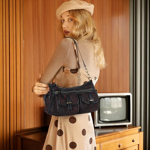 Image of Angel Kiss Hobo Purses for Women Crossbody Shoulder Bag Ladies Multi Pocket Handbags with Adjustable Shoulder Strap | Soft Vegan Leather