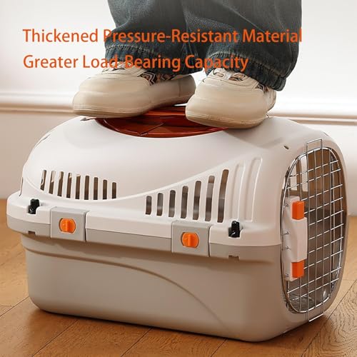LYXLBX Haustier Reisebox für Flug und Auto, Langlebige und Sichere Transportbox für Hunde und Katzen, Mit Belüftungssystem und Integriertem Fressnapf,Katzen- und Hundebox für Zuhause und unterwegs