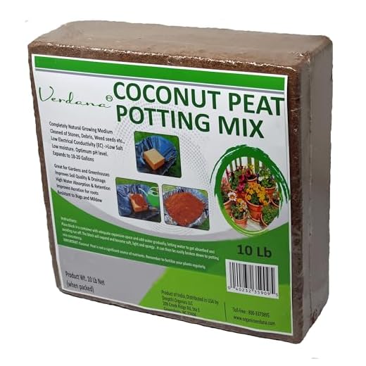 Verdana Coco Coir Potting Soil Brick – 10 Lb Compressed Coconut Fiber Block Expands to 18 Gallons – Potting Mix, Raised Bed Soil & Peat Moss Alternative for Organic Gardening & Seed Starting