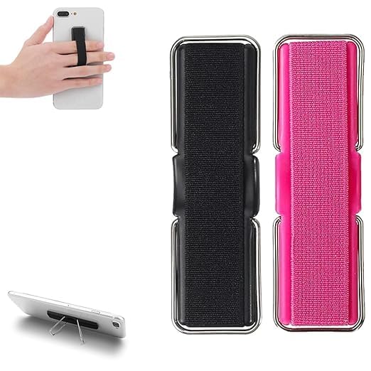 Mizi [2PACK] Phone Strap Finger Grip Holder, Slim Adhesive Flat Cellphone Kickstand with Elastic Loop for Most Smartphones and Cell Phone Cases - Black/Pink-image-39
