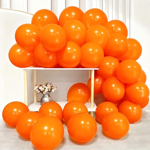 Image of Firomi Thicken Latex Orange Balloons 12-inch 100 Pack (with 3 Ribbons)