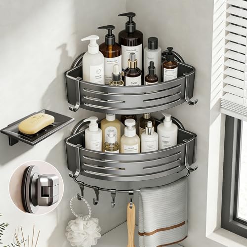 Reviews de Esquinero para baño - 5 favoritos. 45 Organizador de Esquina para Baño con Ventosas Fuertes, Estante de Ducha Sin Taladros de Aluminio Antióxido, Para Pared en Regadera, Cocina o Hotel (2 unidades)