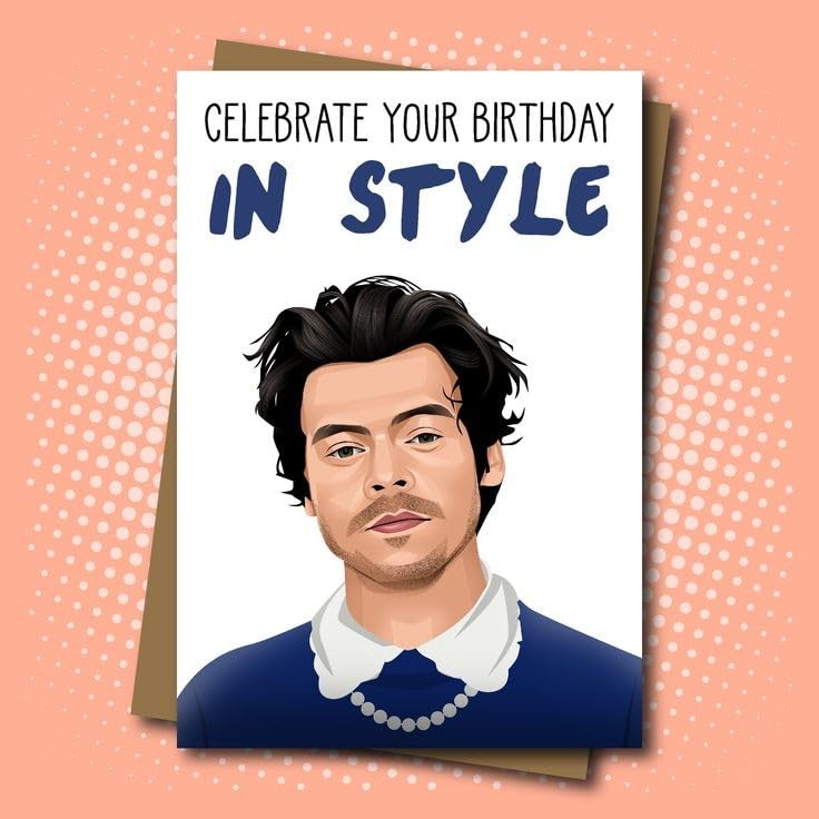 CRAFT MANIACS CELEBRATE BDAY BLUE HARRY STYLES A5 LAMINATED GREETING CARD FOR HARRY STYLE LOVERS