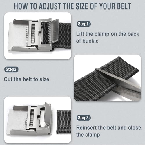 WHIPPY Nylon Web Belt for Men Black Military Flip-Top Buckle Fully Adjustable Cut to Fit Golf Belt4