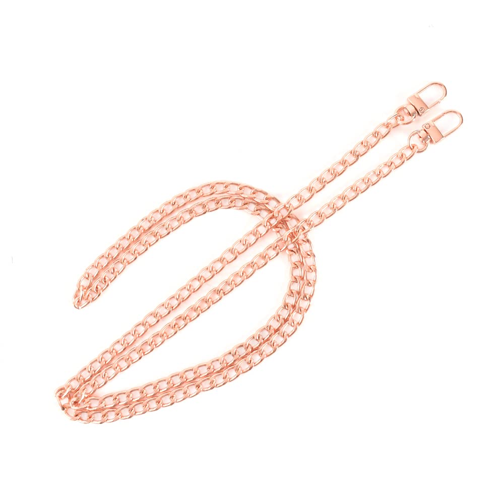 HAIOPS Flat Purse Chain 47 Inch Metal Bag Strap Long Metal Accessory Bag Chain Replacement, Rose-Gold