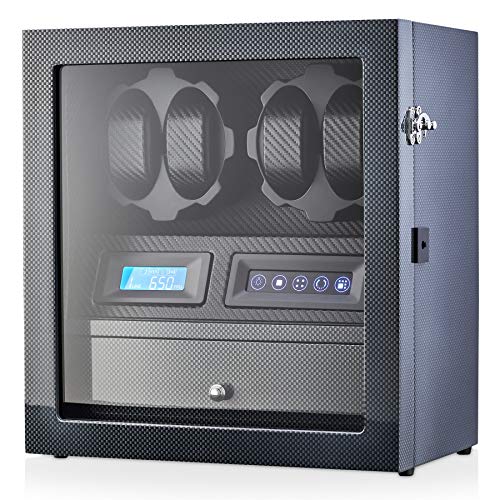 Image of 4 Watch Winder with 5 Watch Storage Space, LCD Display, Touch Control and Interior Light
