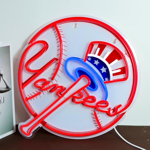 Image of AHlove Neon Signs for Wall Decor,Baseball Team Neon Lights for Bedroom,LED Signs Suitable for Man Cave,Birthday、Father's Day and Christmas Gifts for Man 13 * 15Inch