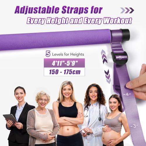 Image of Upgraded Pilates Bar Kit with Resistance Bands Natural Latex for Women & Men, Heavy-Duty Stainless Steel Multifunctional Yoga Pilates Stick for Home Gym Exercise Fitness Equipment Full-Body Workouts