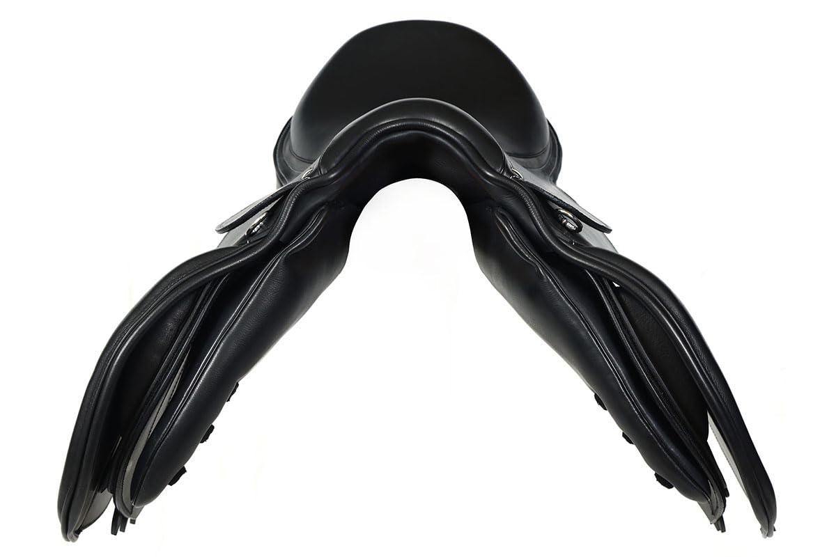A&M Reitsport Selle Chelsea en cuir - Fer à tête interchangeable - Arbre Polyflex - Noir - Taille : 17,5"