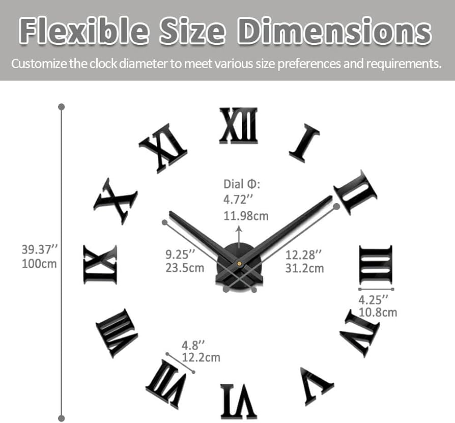 掛け時計（MOBILE NUMBERS WALL CLOCK） Amazon.com: Mintime Modern Frameless DIY Wall Clock Large 3D