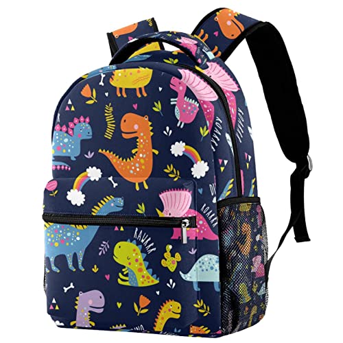 Sac à dos violet avec porte-bouteille et motif dinosaure