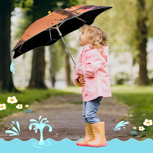 Paraguas para niños de lluvia resistente al viento con estampado tropical 7