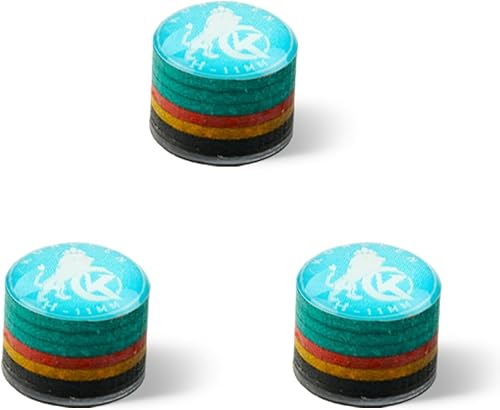 Miniatura 25 de KONLLEN Puntas de Taco de Piscina 9 Capas Arcoíris para Billar (Durezas SX/SS/S/M/MH/H) (Tamaño 11mm/14mm) Punta de Taco de Piscina con Junta H-azul
