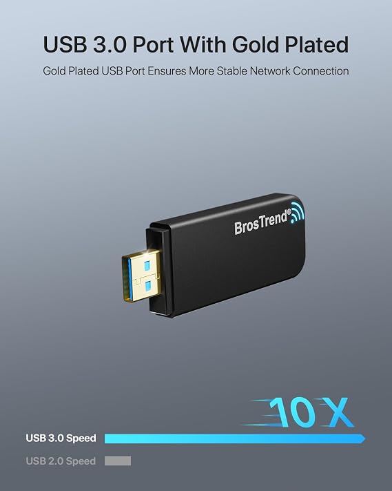 BrosTrend Linux USB WiFi Adapter AC1200 for Ubuntu Kali Mint Debian Kubuntu Mate Zorin PureOS Raspberry Pi Windows etc. Linux Compatible WiFi Adapter Wireless Dual Band 5GHz 867Mbps + 2.4GHz 300Mbps