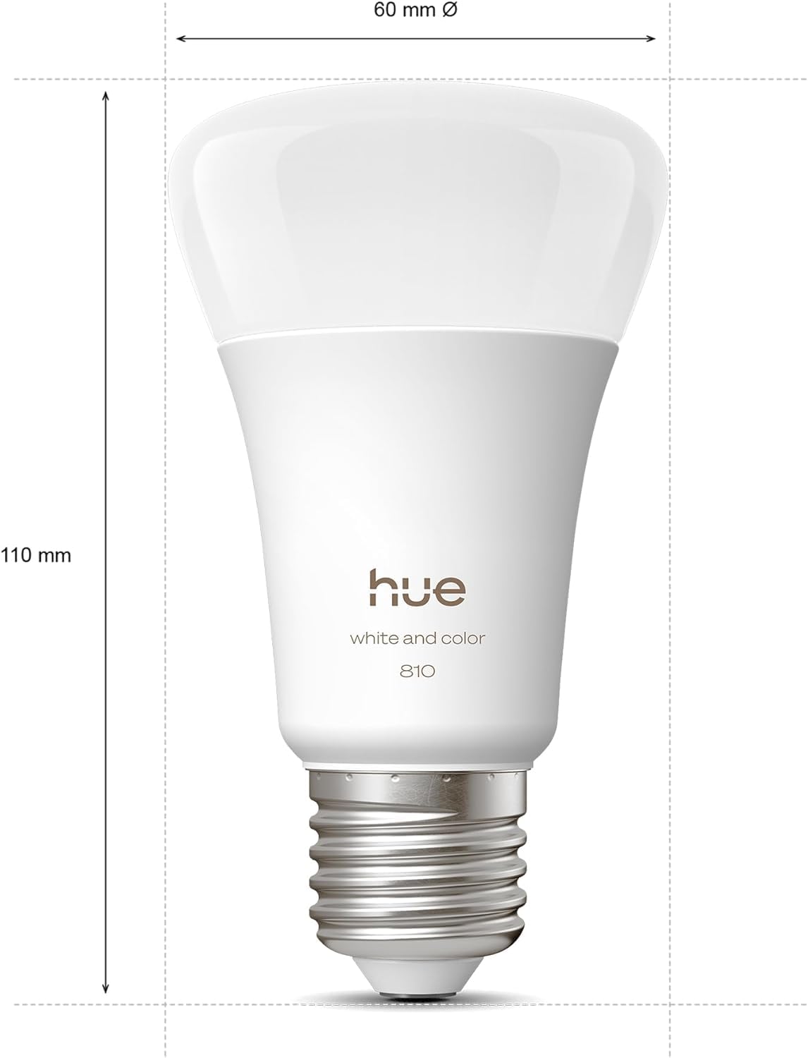 Philips Hue Ampoule connectée LED A60, White and color, Ampoule Philips Hue E27, 6 W, Spectre complet 1000-2000 K, 810 lm, Intensité variable, Compatible Alexa, Google et Apple Home, pack de 4