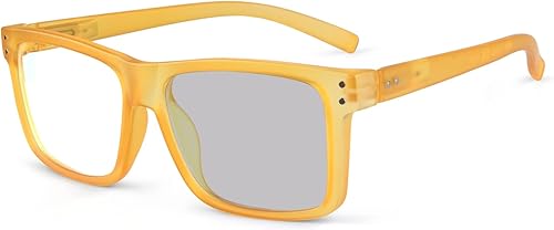 Miniatura 1 de Eyekepper Gafas de lectura fotocrómicas de transición de gran tamaño con marco grande amarillo +1.5