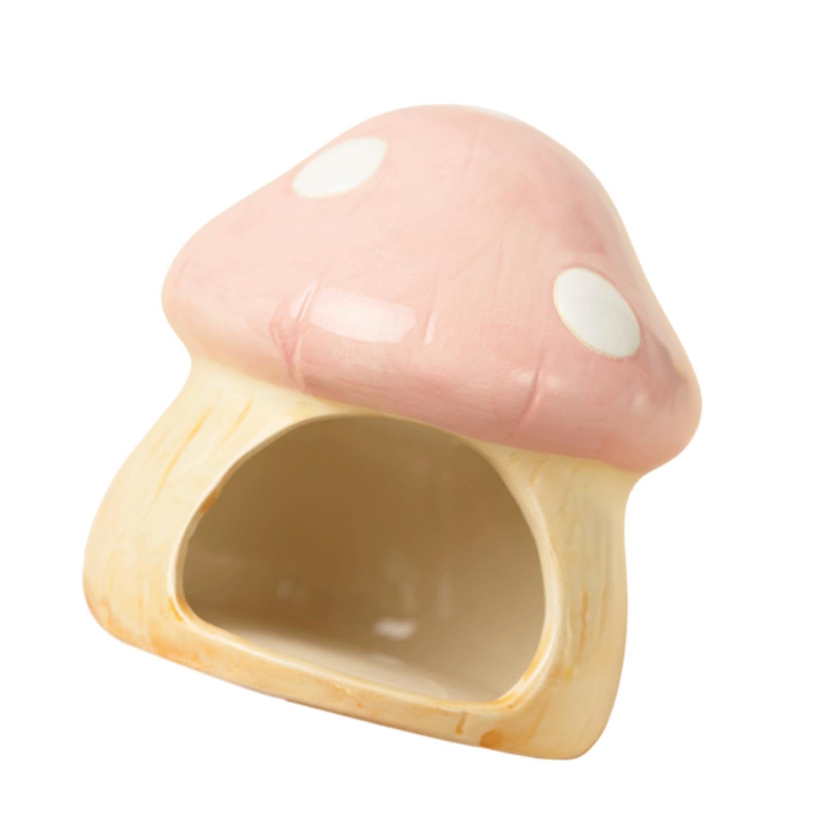 MagiDeal Ceramic Mushroom Hamster Hideout Hamster Hide Hamster House and Habitats Cartoon Hamster Cave Gerbil Hideout for Rat Dwarf Hamster Gerbil Mice Syrian Hamsters for Summer All Season, Large