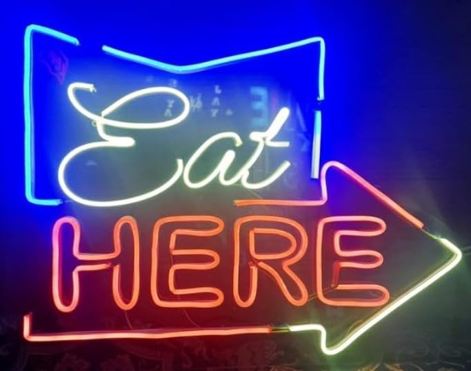 Wall Mitra EAT HERE LED Neon Sign/Light for Hotels, Restaurants. Fast Food Shops (24x18inches) Colour: Blue, Warm White, Red (pack of 1)-image-18