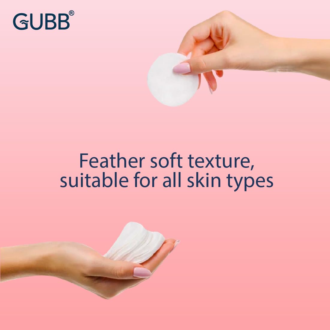 GUBB Hypoallergenic 100% Cotton Pads For Face Cleansing & Makeup Removal - Made of pure cotton | Safe for skin | Suitable for Women | Deep cleansing | Round shape, Non Woven - 80 Makeup Remover Pads 4