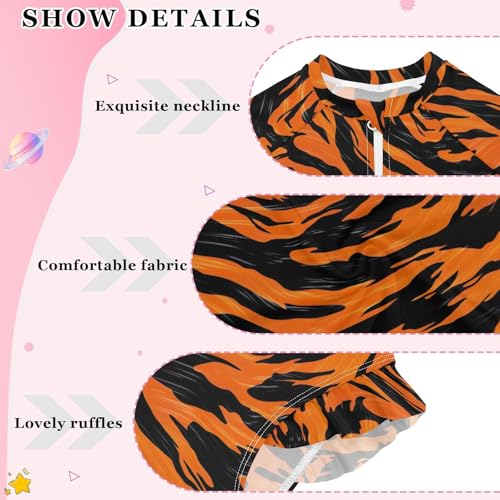 Tiger Stripes Girls Long Sleeve Swimsuit UPF 50+ Rashguard Swimwear One Piece Bathing Suit for 3-12 212167253