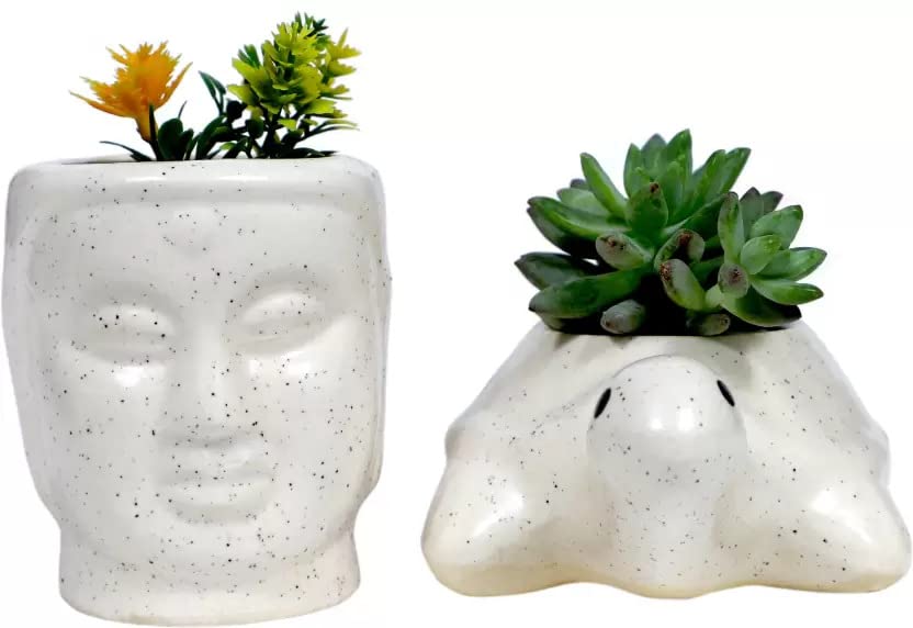 Lyallpur Stores Ceramic Planter Pot (White Color, Buddha & Turtle Shape, Pack of 2) for Home Decor Plant Container Pot (Plant Not Included) (B0BBN2JQN2) Amazon Price History, Amazon Price Tracker