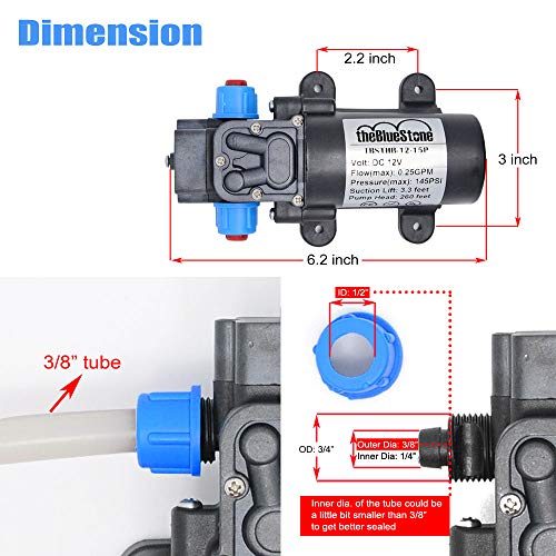 DC12V 145PSI Self-priming Bypass Garden Misting Pump for Fogging Misting System Agricultural Irrigation Sprayer Sprinkler System Fluid Transfer