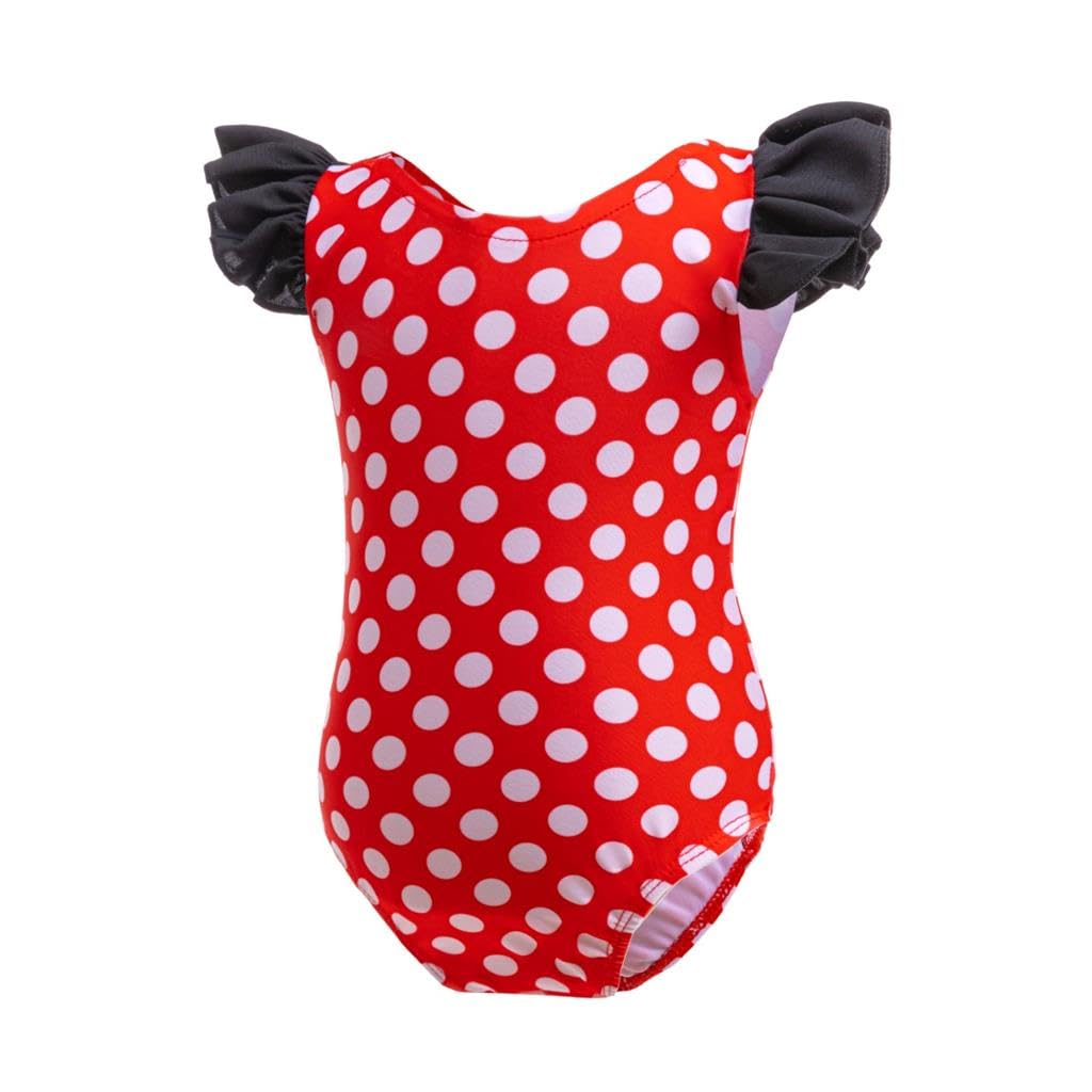 Lito Angels Girls Red (With Bowknot Headband) Mouse Swimming Costume One Piece Swimsuit Swimwear Bathing Suit With Headband For Kids Age 5-6 Years
