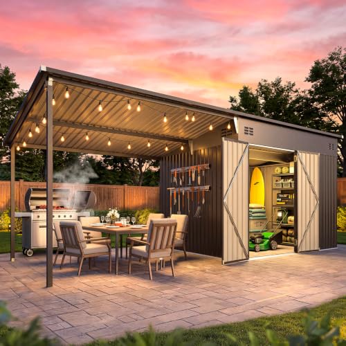 AECOJOY 20x8 FT Metal Shed Pergola