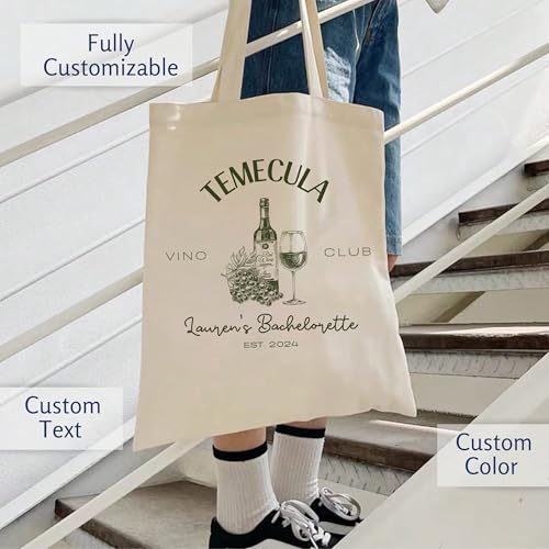 Bolso tote personalizado para despedida de soltera con tema de bodega y vino, accesorio para baby shower o despedida de soltera miniatura 4