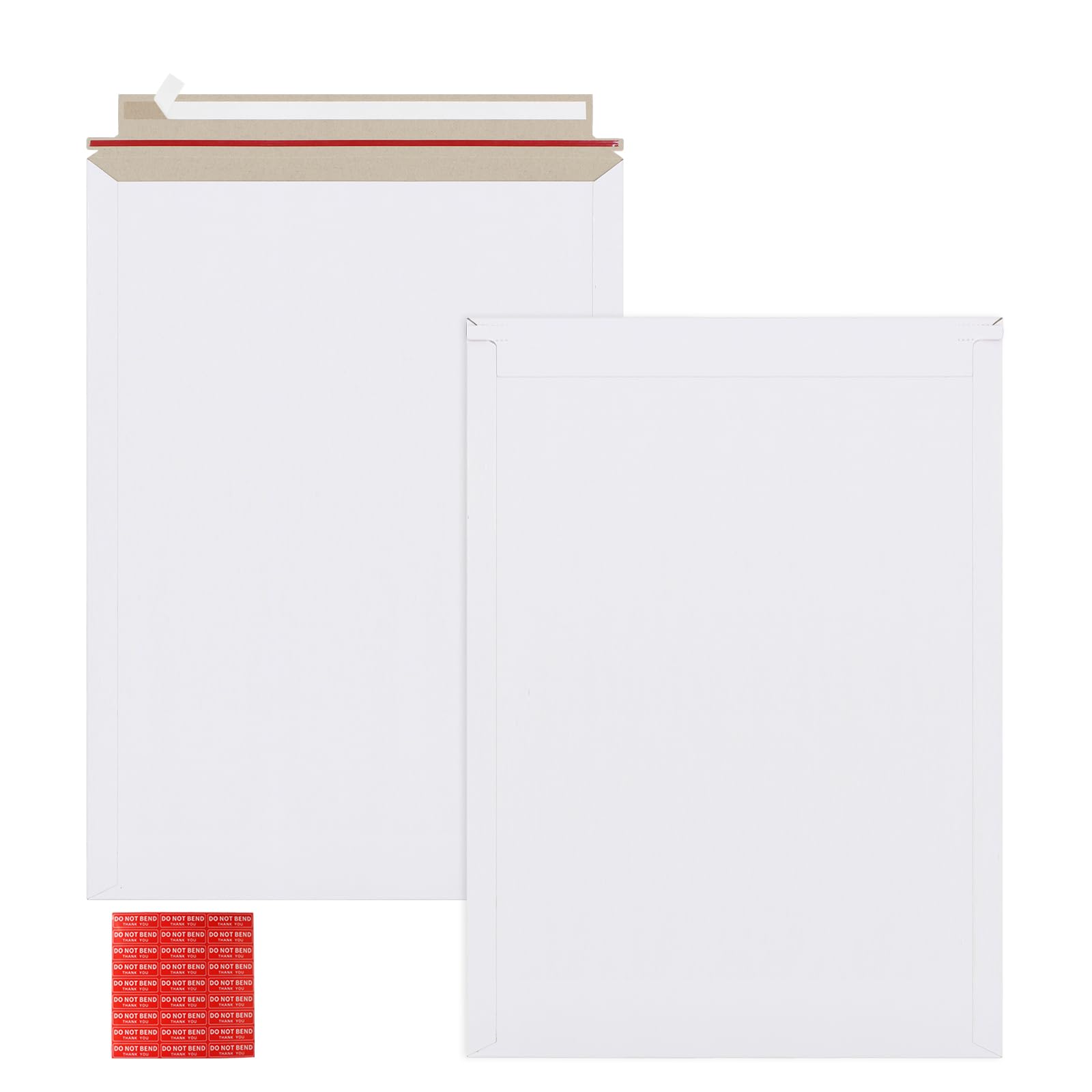 25 pack 13x18 inch large rigid mailer self seal photo document mailers, stay flat white cardboard envelopes white photography mailers for cd, photos, document