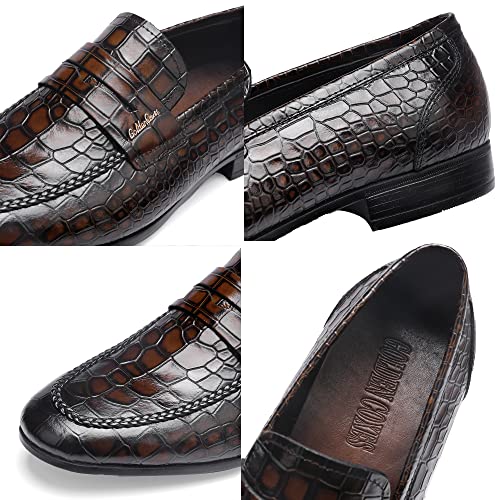 Classic Leather Dress Shoes for Mens, Fashion Crocodile Printed Casual Dress Shoe Loafer Slip On Shoes for Men2