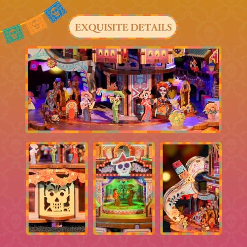 Image of Tonecheer Wooden Music Box Puzzle for Adults, DIY Rotating Motorized Music Box Kit Creative Musical Puzzle Crafts Model Building Kits Desk Decor for Birthday (Dreams Wander)