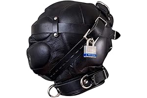 Real Mens Black Soft Leather Sensory Deprivation Hood Bondage Mask Unisex