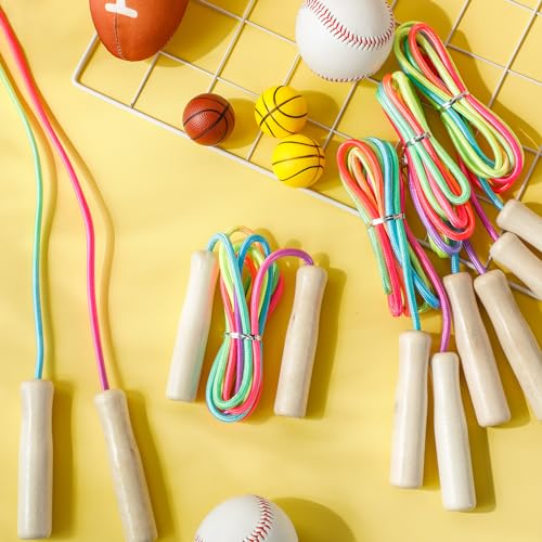Cuerdas de saltar de algodón ajustables de 2,6 m con asas de madera para colegios y niños 2