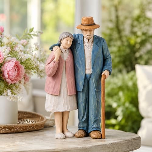 Figura pareja ancianos en resina pintada a mano miniatura 4
