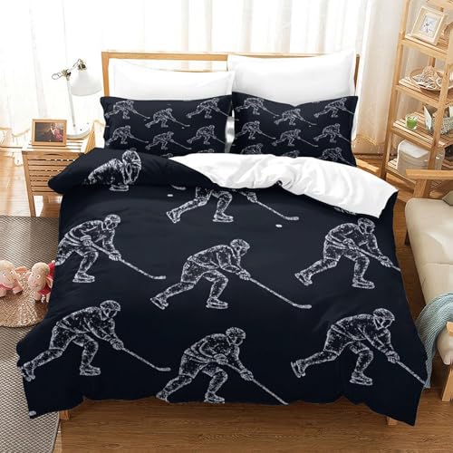 Parure de lit hockey 140x200cm avec housse de couette en microfibre pour lit enfant single - 3