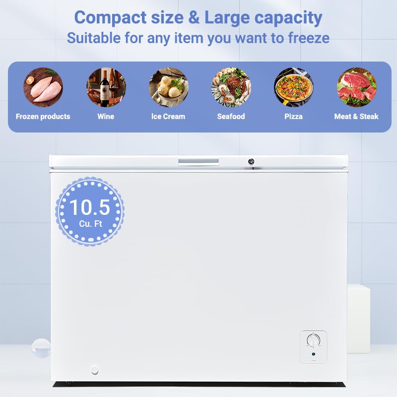 Deep Freezer 7 Cubic Feet, Chest Freezer 7.0 Cu. Ft, Smeta Freezer Chest Garage Ready, Freezing Machine For Home And Kitchen With Removable Basket Thermostat Control For Apartment, White on Fridge.com - View 4