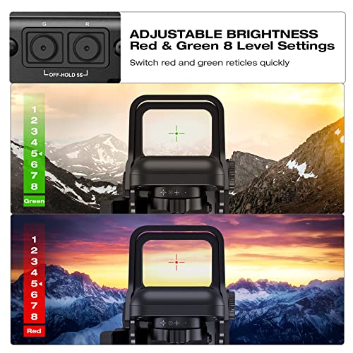 Midten 1X22X33 Red Green Dot Sight 4 Reticles Reflex Sight Quick Detach Mount 20Mm Rail #TOP2