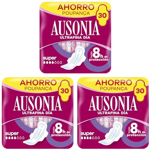 Ausonia Ultrafina Super Compresas Con Alas 30 Unidades (Paquete de 3)