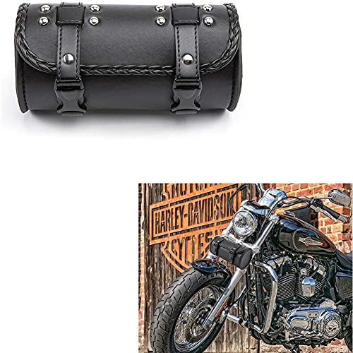 Bolsa de Horquilla para Moto de Cuero PU Negra miniatura 6
