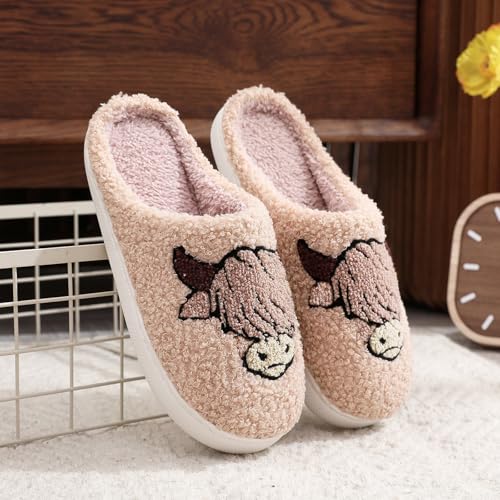 Image of Cute Animal Slippers for Women Man Cartoon Animal Slippers for Woman Fuzzy Memory Foam Winter Warm Fluffy Shoes