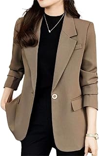 スーツ ジャケット レディース 春 夏 長袖 アウター オフィス カジュアル 就活 大きいサイズ おしゃれ ゆったり テーラード トップス 軽量 無地 シンプル 通勤 着痩せ 上品 フォーマル (M,コーヒーの色)