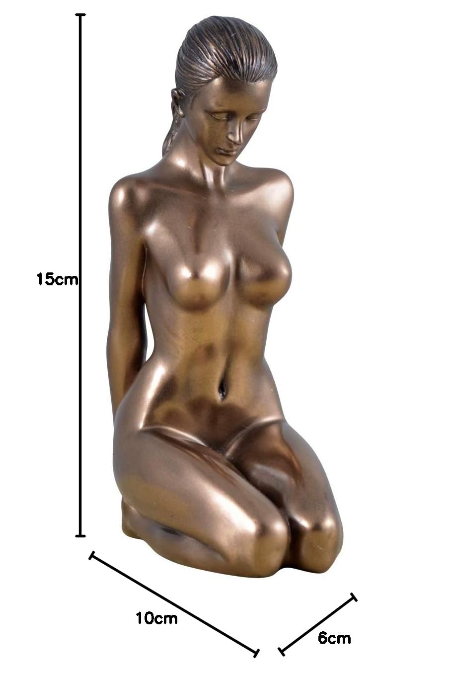 Weibliche Aktfigur Frau kniend Veronese Design bronzierte Polyresin Figur 15 cm Elegante Aktkunst Statue Moderne Wohndeko für Wohnzimmer, Büro, Regal und Sammler