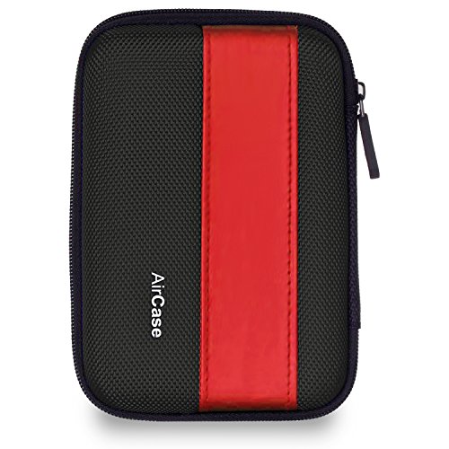 AirCase-Rugged-Hard-Drive-Case-for-25-inch-Western-Digital-Seagate-Toshiba-Portable-Storage-Shell-for-Gadget-Hard-Disk-USB-Cable-Power-Bank-Mobile-Charger-Earphone-Waterproof-Red-Black
