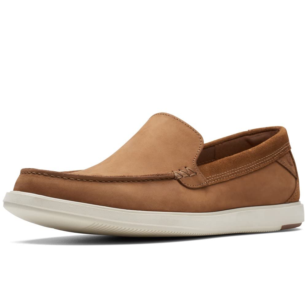 Clarks Bratton Loafer Mens Dark Tan Nubuck, 6.5
