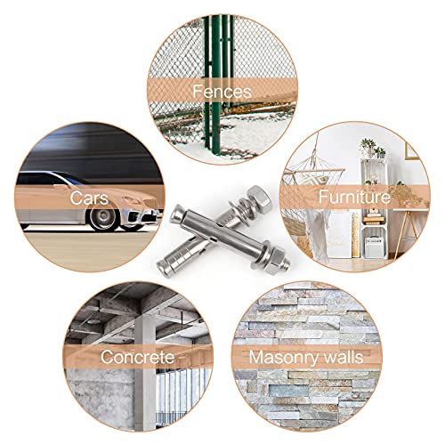 Iyowei 15 Stück schwerlastanker M8 x 60mm Keilanker Schwerlastanker Edelstahl 304 Ankerschrauben Sechskant Expansion Schraube Bolzen Schwerlastanker Bolzenanker Sechskant Dehnschraube Madenschrauben