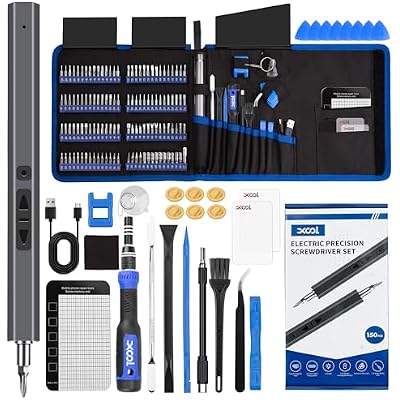 XOOL 150 in 1 Electric Screwdriver Set Precision Screwdriver Set with 120 Magnetic Bits, Rechargeable 2 Gears Torque Power Screwdriver Kit for Electronics, Computer, Laptops, Phone, PC, Game Console