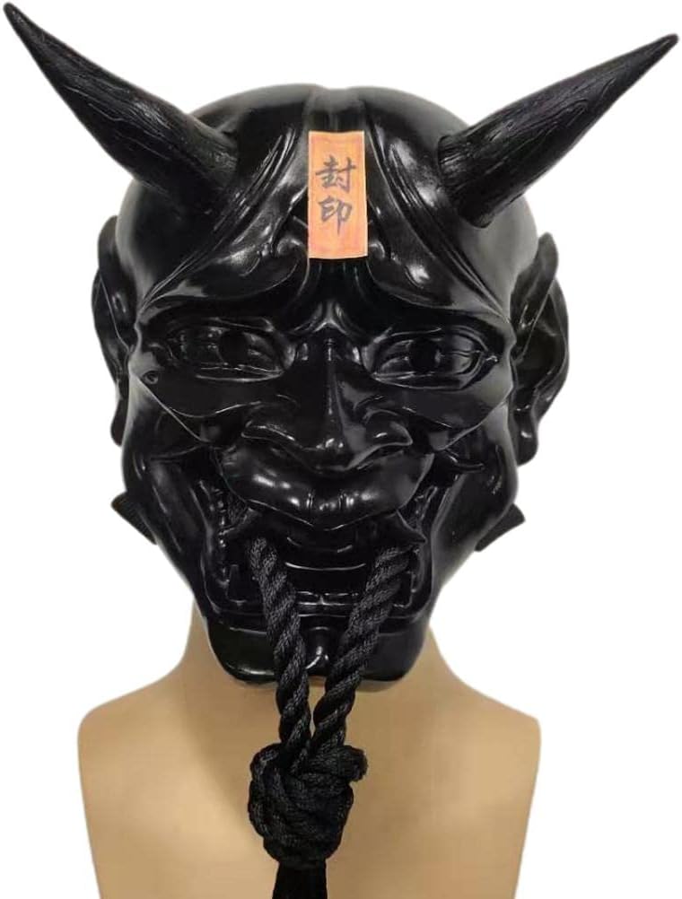 Samurai Oni Mask, Resin Cosplay Mask Japanese Anime Horror Demon Ghost Face Mask for Props Party Cosplay Halloween