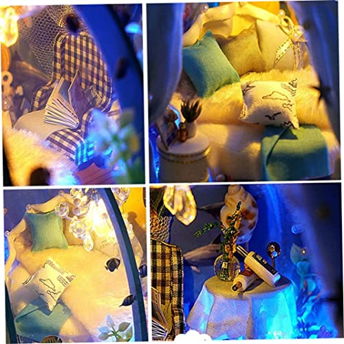 SunaOmni Ocean Tunnel Dollhouse mit Möbeln LED Light Kit DIY Miniatur Holzpuppen Haus romantische Kunst Handwerk Kid… – Bild 8